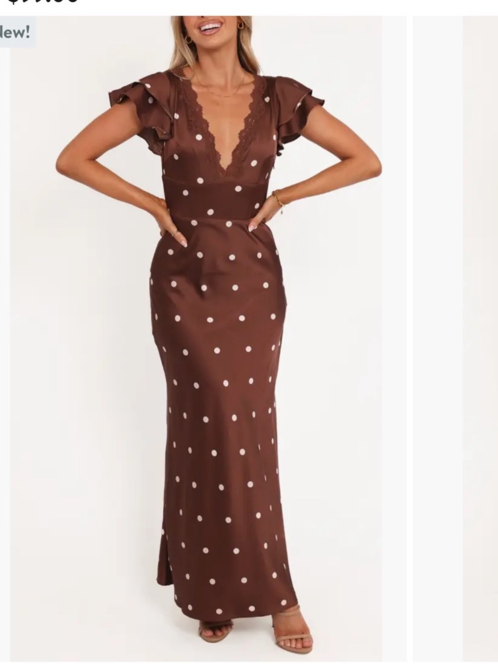 Petal & Pup Brown Polka Dot V-Neck Maxi Dress - Picture 2 of 4